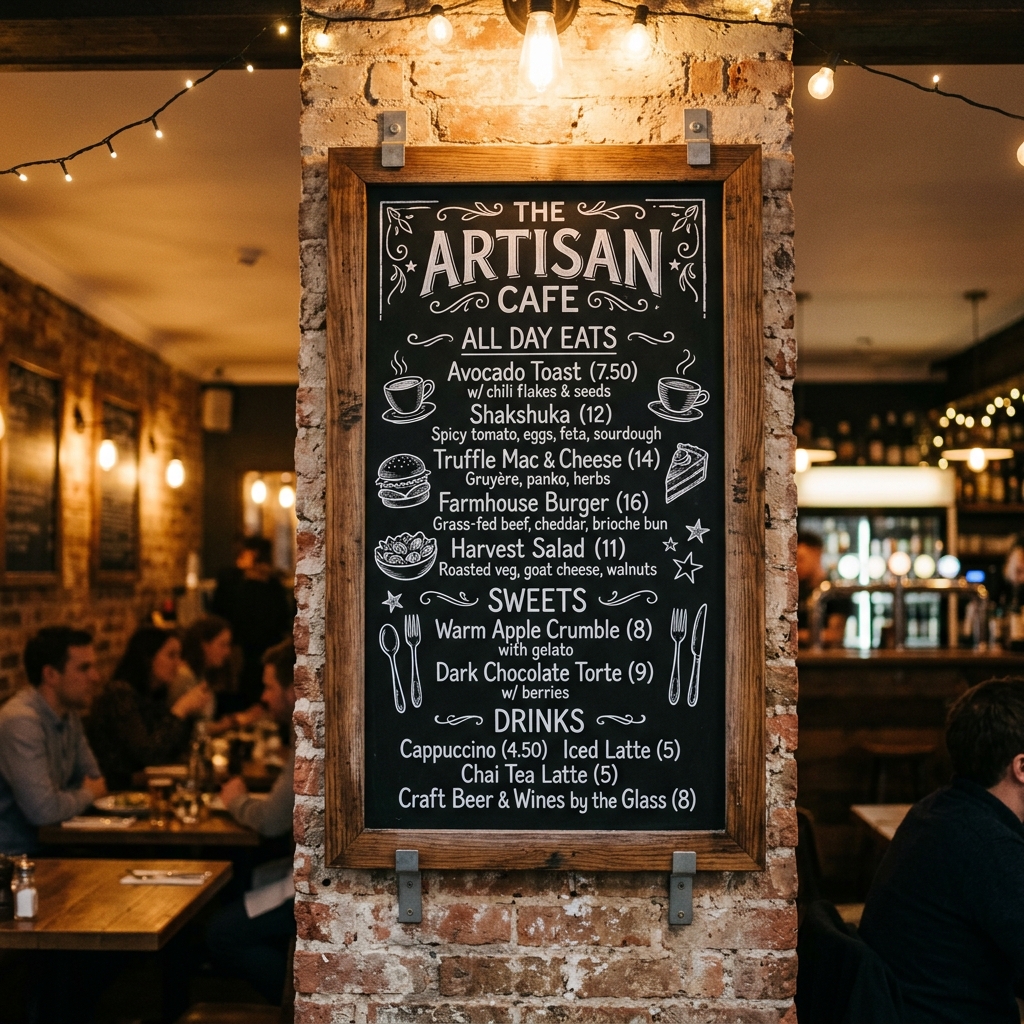 Restaurant Menu Chalk Board 3x2 ft