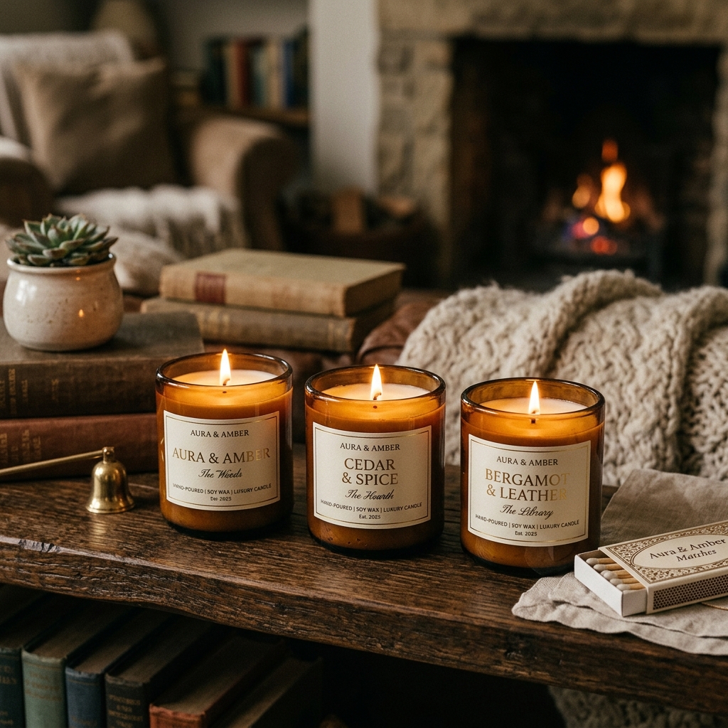 Premium Scented Candle Gift Set in Glass Jars